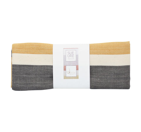 Organic cotton Tea towel - Orange/light grey/dark grey and unbleached white